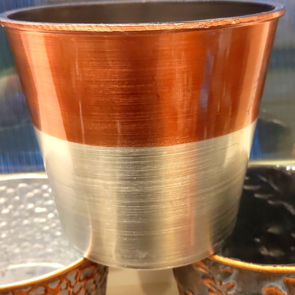 *BOGO* 3 Silver Copper Metal planters plant pots nwot - Picture 4 of 4